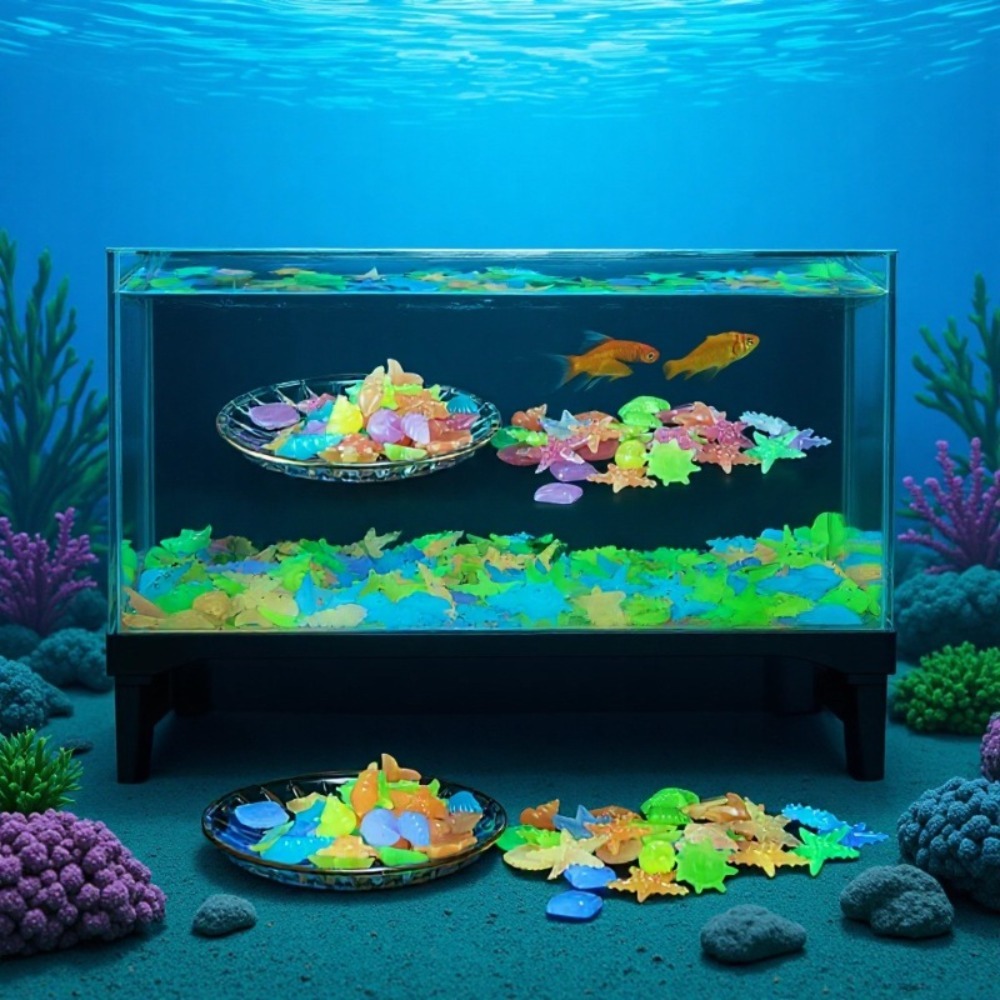 Aquarium Marine Plants - 빛나는 해양석, 형광 조개껍데기, 화려한 불가사리